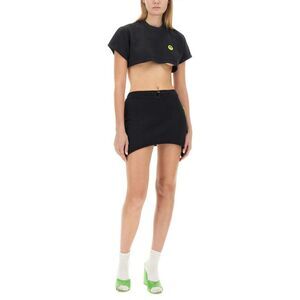 BARROW Women's Asymmetrical Mini Skirt with Graphic Detail Women BLACK Skirts
